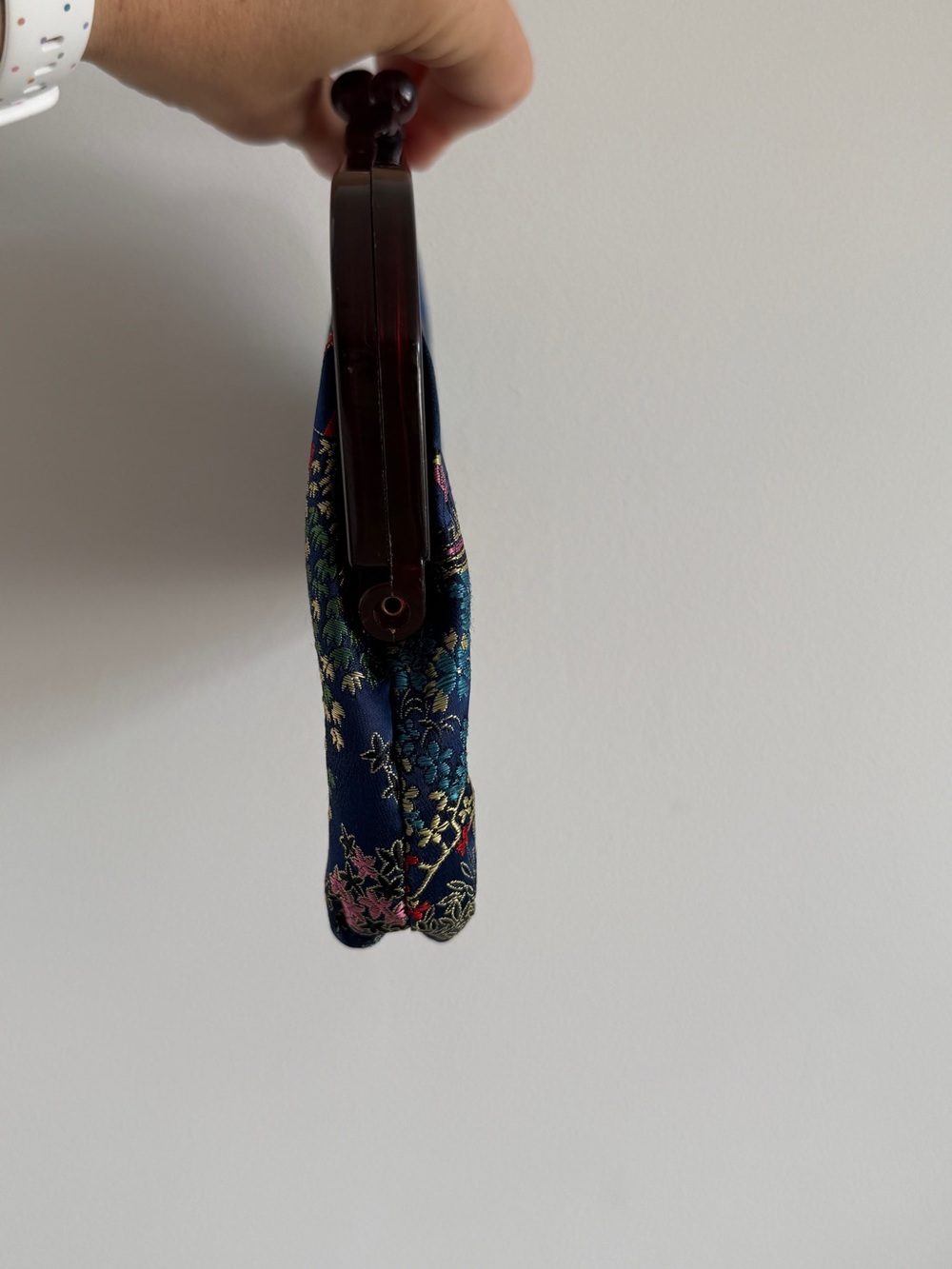 Vintage blue satin silk / satin clutch - Picture 11 of 15